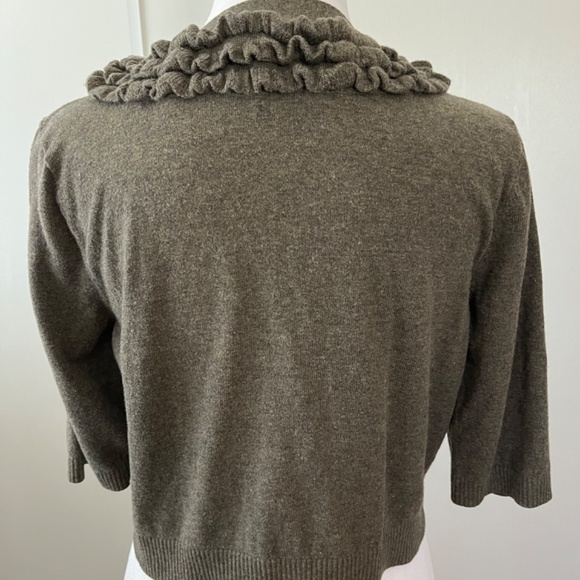 Moth By Anthropologie Crop Ruffle Cotton Blend Button Front Sweater Large - Picture 5 of 7